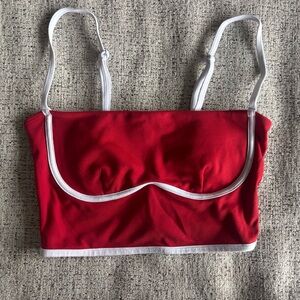 ALO Yoga Red and White Crop Top